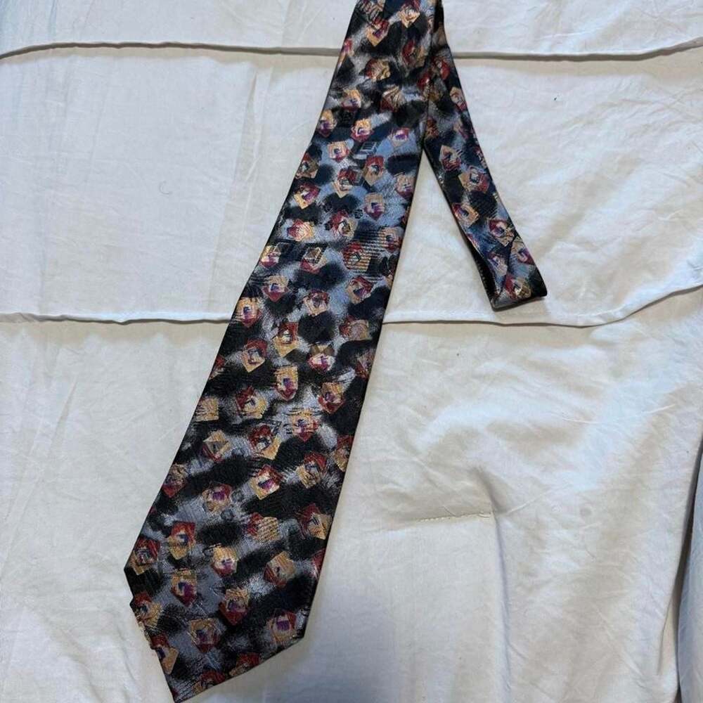 Towncraft Abstract Cartoon Print Silk Necktie